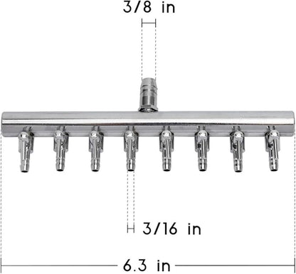 Pawfly 8-Way Aquarium Air Flow Control Lever Valve Chromium Copper Distributor Fish Tank Splitter Pump Accessories