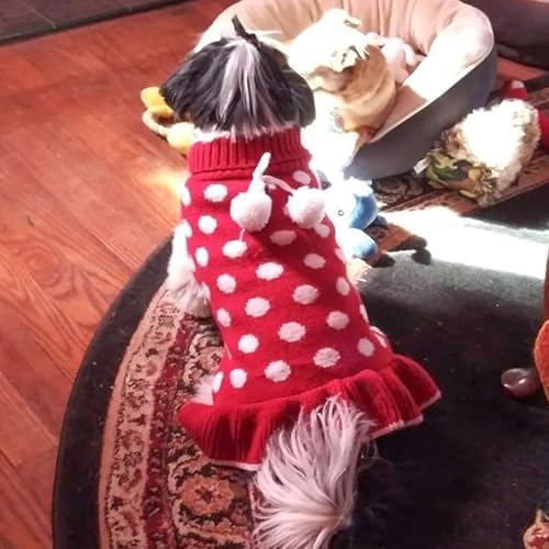 KYEESE Dog Sweater Dress for Small Dogs Turtleneck Thick Knit Pullover