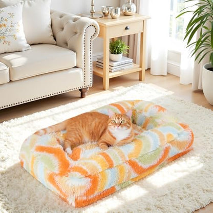 Calming Soft Donut Dog Bed,Cuddler Warming Cozy Cat Beds for Indoor Cats,Fluffy Plush Cushion Beds for Small Medium Sized Dog and Cat