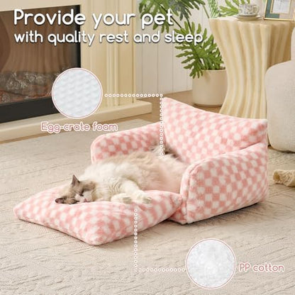 Hollypet Cat Bed Small Dog Orthopedic Couch Beds for Pets up to 20 lbs
