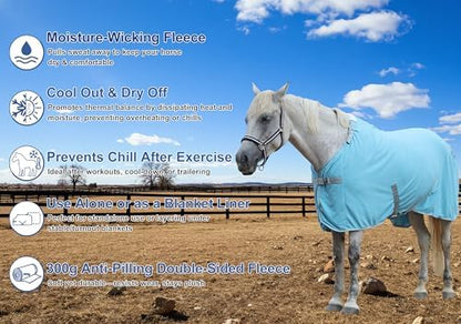 Horse Fleece Cooler Blanket, Moisture Wicking Post-Workout Drying