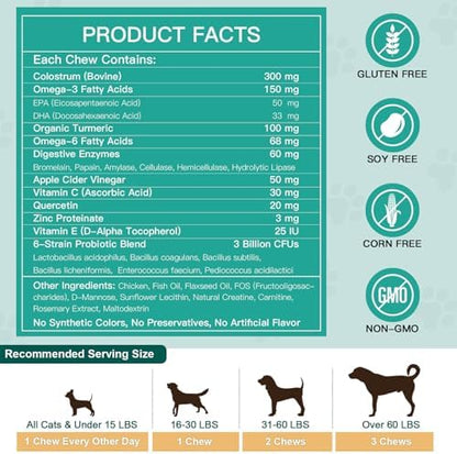 NATURE TARGET Dog Allergy Chews, Skin & Gut, Real Chicken, Freeze-Dried