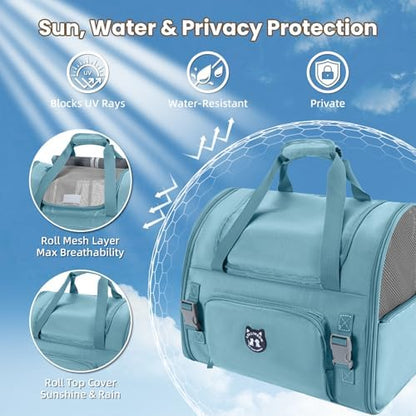 Lollimeow Expandable Cat Carrier Backpack for Large Cats - Airline Approved Pet Carrier Backpack for Small Dogs, Hiking & Travel, Waterproof with Breathable Mesh, 22lbs Capacity (Polar Blue, Large)