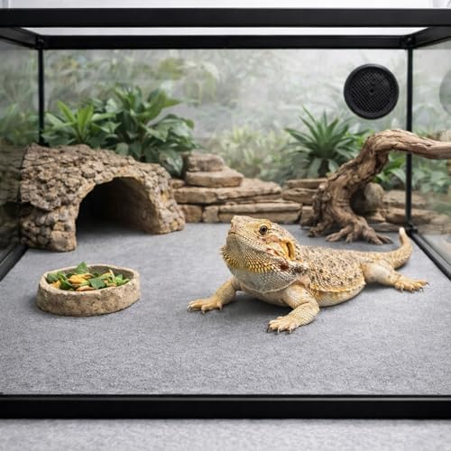 Mechpia 47" x 24" Large Reptile Carpet Terrarium Liner Bedding Reptile Substrate Mat Tank Accessories for Bearded Dragon Snake Lizard Tortoise Leopard Gecko (Grey)