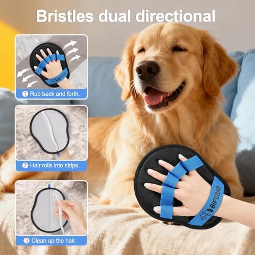 Pet Hair Removal Glove, Electrostatic Grooming Mitt for Dogs & Cats