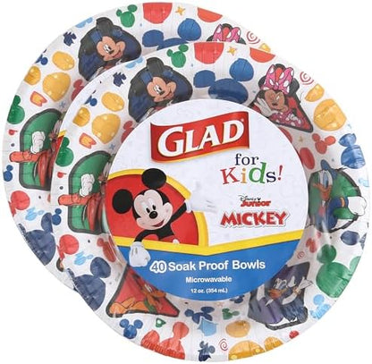 Glad for kids Disney Mickey & Friends Disposable Bowls, 12 Oz, 40 Ct, 2-Pk
