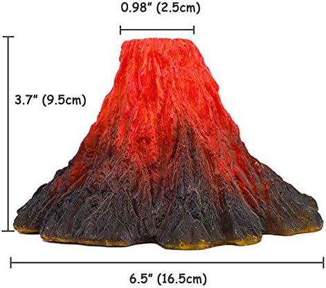 S-Lifeeling Tank Decoration Volcano Ornament Lava Explosion Look Aquarium Decorations with Multi-Color LED Spotlight for Fish Tank (M)