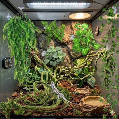 Reptile Plants for Terrarium Tank – Bearded Dragon Tank Accessories, Artificial Hanging Plant Vines, Habitat Decor & Hide for Crested Gecko, Lizard, Snake, Chameleon and Ball Pythons(Group B)