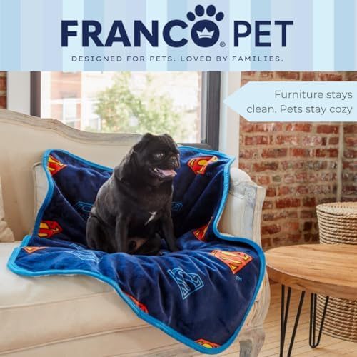 Franco Superman DC Comics Waterproof Dog Bed Cover, Large 30x40 Pet Blanket for Furniture Bed Couch Sofa, (Officially Licensed)