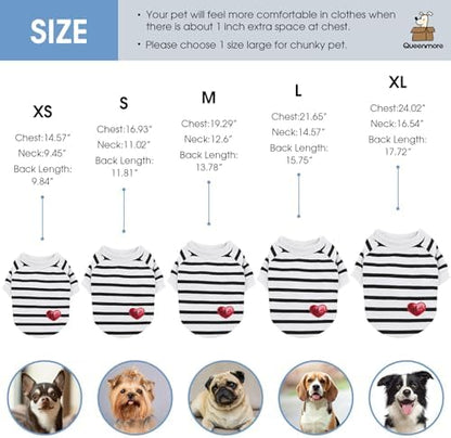 Queenmore Large Dog Shirt,Soft Breathable Dog Shirt for Dogs Cats Boy Girl,Pet Clothes for All Season,Breathable Lightweight Pet Tshirt for Frenchie, Dachshund, Yorkie