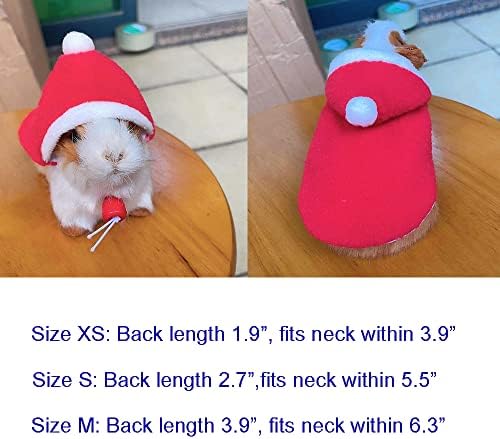 Guinea Pig Costume Christmas Hamster Outfit Warm Kitten Cape Red Ferret Cloak Santa Claus Small Pet Clothes for Hedgehog Squirrel Chinchilla Rats Gerbil Sugar Glider(X-S)…