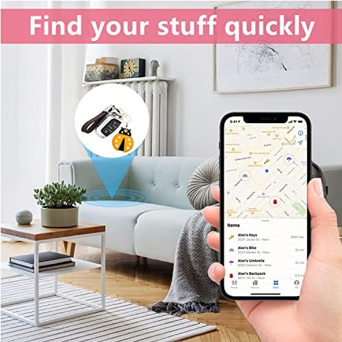 BORKUANA PU Leather Keychain Holder Protective Case Compatible with AirTag