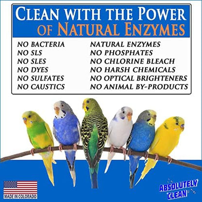 Absolutely Clean Amazing Bird Cage Cleaner and Deodorizer - Just Spray/Wipe - Safely & Easily Removes Bird Messes Quickly and Easily - Made in The US - Fragrance Free (16oz Pack of 1)