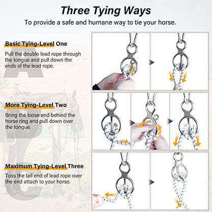 Debialo Horse Tie Ring, Horse tack and Supplies, Safe Horse Accessories,Horse Training Equipment with Eye Bolt,Quick snap,Humane Way Tie Ring,Prevent Horses from Pulling Back,Durable Steel