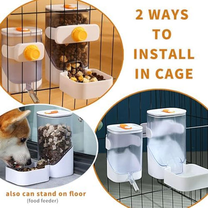24oz Rabbit Water Dispenser No Drip for Cage, Hanging Automatic Guinea Pig Water Bottle Large Small Aniaml Cage Accessories for Ferret Guinea Pig Rat Rabbit (White)