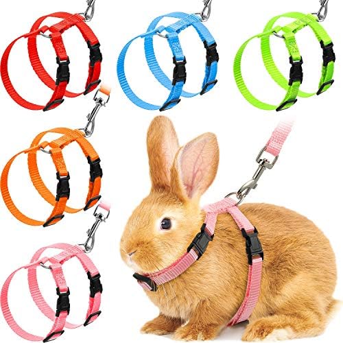 Outus 5 Pieces Adjustable Rabbit Harness and Leash Set, Fresh Color