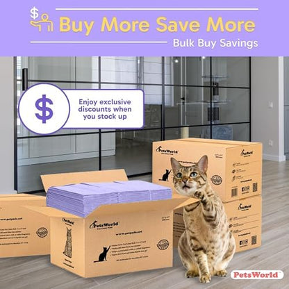 PetsWorld Universal Fit Cat Pad Refills for Litter Box, Unscented, Odor Control, Pack of 400