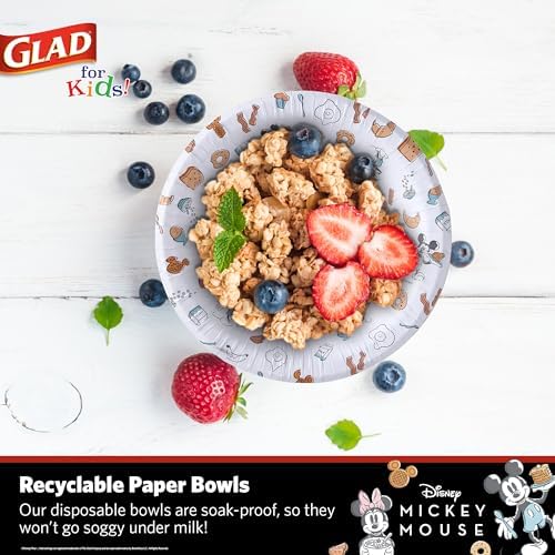 Glad for Kids Disney Mickey & Minnie Mouse Disposable Bowls, 16 Oz, 50 Ct