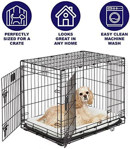 MidWest Homes for Pets QuietTime Dog Bed - White Fleece Bolster, Ultra-Soft and Machine Washable, Fits 24-Inch Crates and Carriers, for Small Breed Dogs