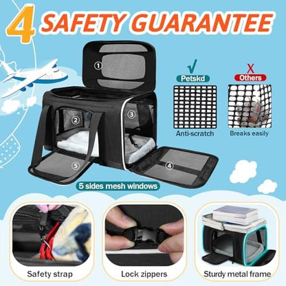 Petskd Top-Expandable Small Pet Carrier with Wheels Airline Approved