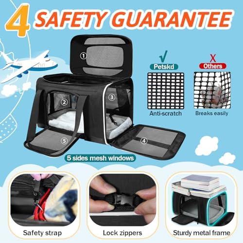 Petskd Top-Expandable Small Pet Carrier with Wheels Airline Approved