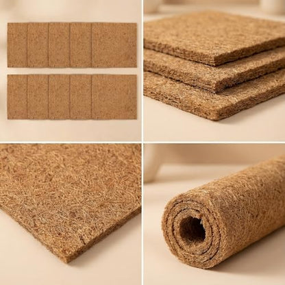 10Pcs Reptile Carpet Mat Chicken Coop Floor Liner Nesting Mat Natural Coconut Fiber Pet Mat Substrate Liner Terrarium Planter Liner for Lizard Turtle Snake Gecko Bearded Dragon Tortoise 12*12"