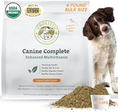 Organic Dog Vitamins with Organic Pumpkin Protein, 4 Lb, 180 Scoops