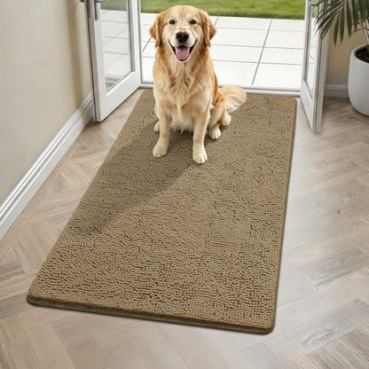Bcoimo Super Absorbent Dog Door Mat, 48"*30" Anti Slip Mat for Muddy Paws