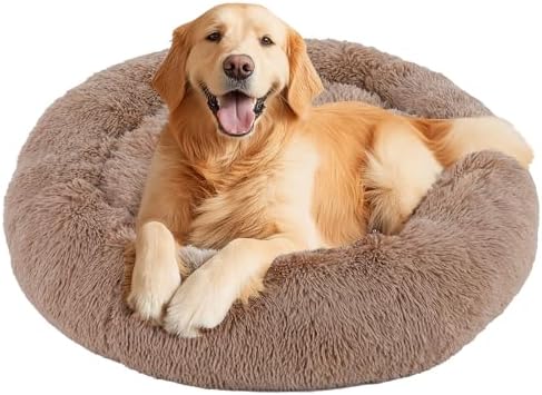Sweetcrispy Large Dog Bed for Indoor, Calming Donut Bed for Dogs and Cats