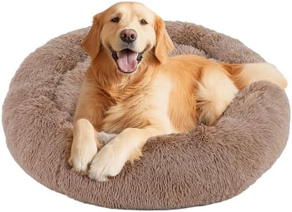 Sweetcrispy Large Dog Bed for Indoor, Calming Donut Bed for Dogs and Cats