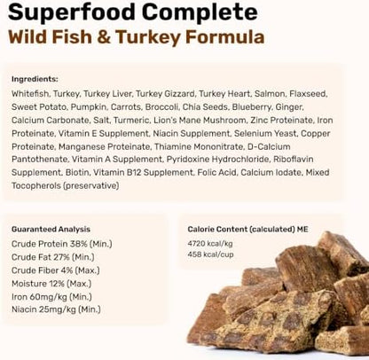 BADLANDS RANCH Air-Dried Fish & Turkey Dog Food, 87% Meat, 24 oz