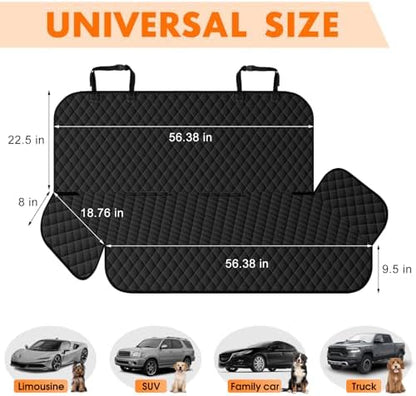 Waterproof Dog Backseat Cover for Cars, Pet Seat Protector, Carbon Black