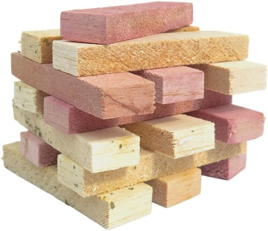 Chews, 100% All Natural Flavoured Balsa Wood for Rabbit Hamster Guinea Pig Chinchilla Pet Rat Mice Gerbil Bird, Healthy Enrichment Boredom Buster Molar Chew Toy 12pcs