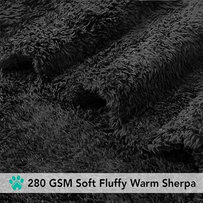 PetAmi Soft Plush Sherpa Dog Blanket for Pet Cat, X-Large 60x80, Black