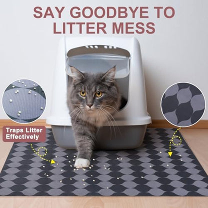 BEAUTYZOO Cat Litter Mat, 32" x 45" Large Litter Trapping Mat, Waterproof