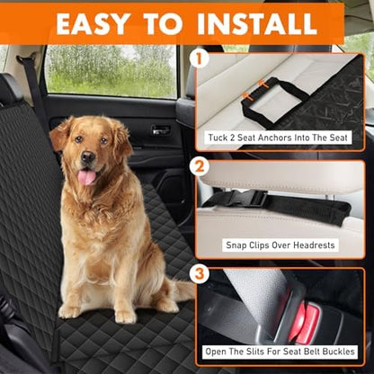 Waterproof Dog Backseat Cover for Cars, Non-Slip Pet Seat Protector, Black