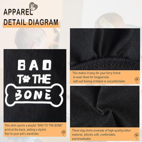 Discover Cozy Cotton Canine Wear: Soft, Lightweight, and Breathable Dog Shirt Vest with Eye-Catching Graphics(Bad to The Bone), Keeping Your Furry Friend Warm and Comfy! Grey M