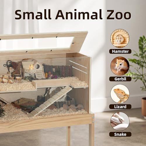 Pine Small Animals Houses&Habitats Chewproof, 40" Pine Guinea Pig Cage Hamster Cage for Small Animals (40" Large, Table Frame)