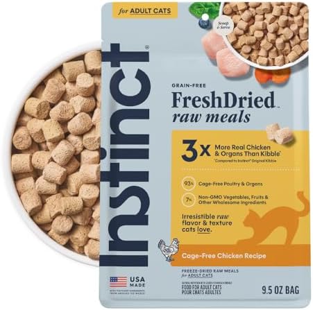 Instinct Freeze Dried Raw Meals, Natural Cat Food, Chicken, 9.5 oz. Bag