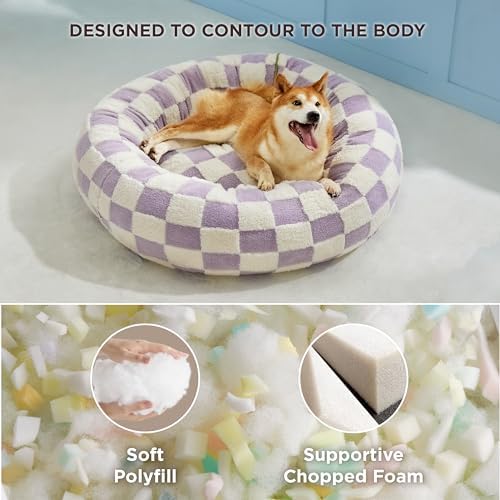 Lesure Shown on TV Jacquard Donut Dog Beds Large Sized Dog,Purple 36x36x8in