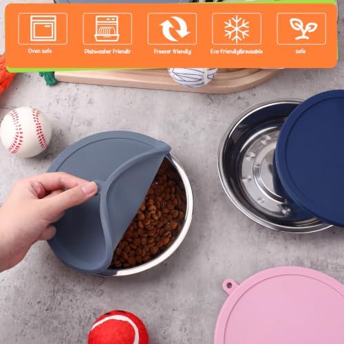 Patelai Dog Bowl with Lid, 8 Pcs, Black,Gray,Dark Blue,Pink