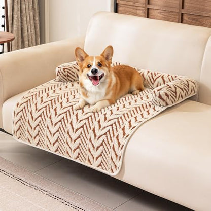 Calming Dog Bed Mats with Neck & Head Support, 35.43 x31.5 inch Khaki
