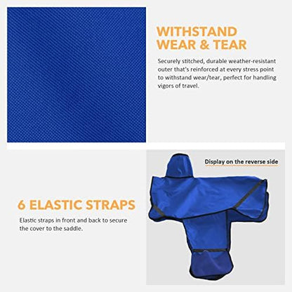 Harrison Howard Long-Lasting 6 Elastic Straps 600 Denier Waterproof Western Saddle Cover-Blue