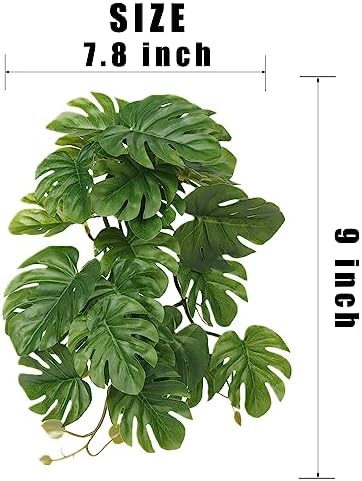 2Pack Reptile Plants for Terrarium, Fake Monstera with Suction Cups