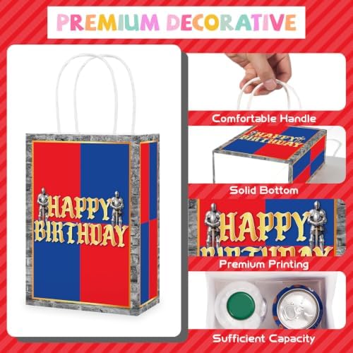 16Pcs Medieval Birthday Party Favor Bags Medieval Knight Goodie Bags