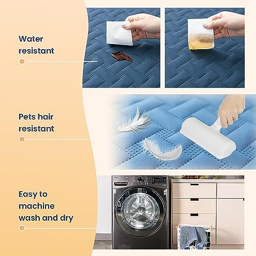 gogobunny 100% Double Sided Waterproof Dog Blanket Soft Pet Bed Cover Reversible Protect Furniture Couch Sofa Car for Puppy Cat Kids (Dark Blue/Light Blue, 52x82 Inch (Pack of 1))