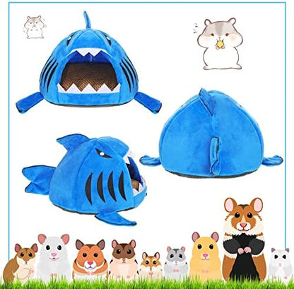 Jetec Shark Guinea Pig Hideout Bed, Small Animal Hamster House, Navy Blue