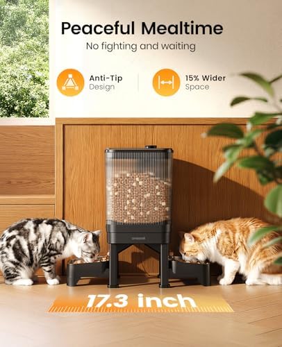 oneisall 5G WiFi Automatic Cat Feeder for 2 Cats, App Control, 32 Cups/7L
