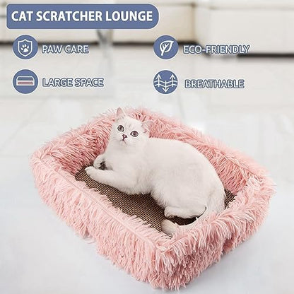 Cat Lounge Scratcher Box with Removable Cardboard (Pink)
