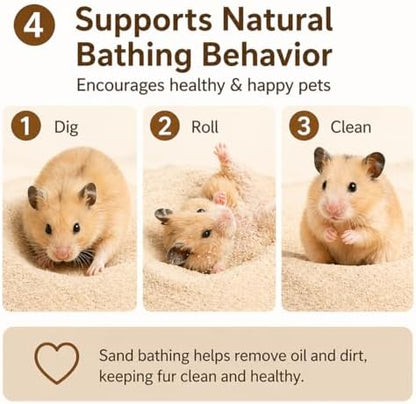 Meow&Woof Hamster Sand, 2.2 lbs Natural Desert Bath Sand & Potty Litter, Low Dust Small Animal Sand for Hamsters, Chinchillas, Gerbils, Syrian Hamsters, Mice